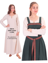 FIONA WOOL Green - Medieval Viking Wool Apron Dress